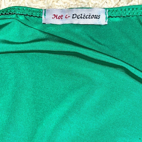 Hot & Delicious Green Open Back Tank Top Wooden Ring Gathered Shoulder Sz Large - Picture 5 of 10